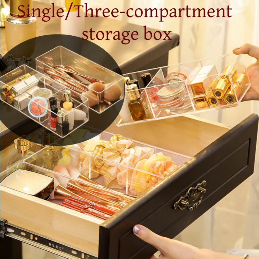 1/2pcs Clear Drawer Makeup Organizer Storage Box Dressing Table Cosmetic Lipstick Organizer Boxes Finishing Grid Box Desktop 1