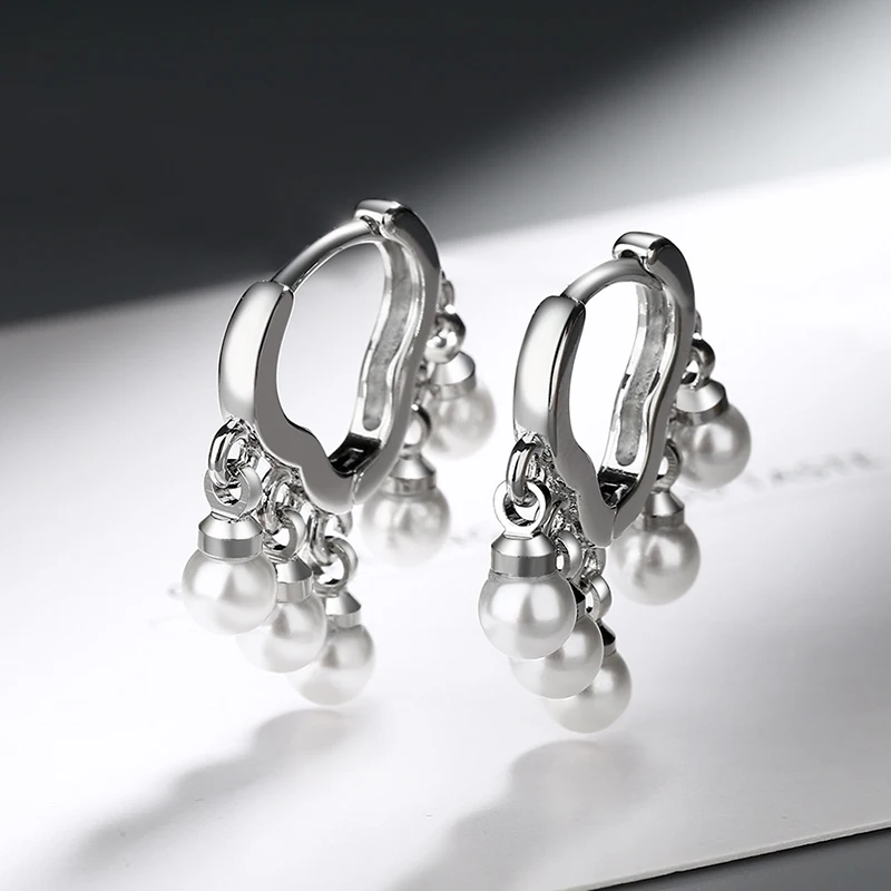 Coadipress Orecchini Pendenti A Nuvola Con Nappa Lunga, In Argento S925 Placcato Oro, Con Perla E Goccia, 6,5x1,3 Cm, Regalo Per Lei - 3