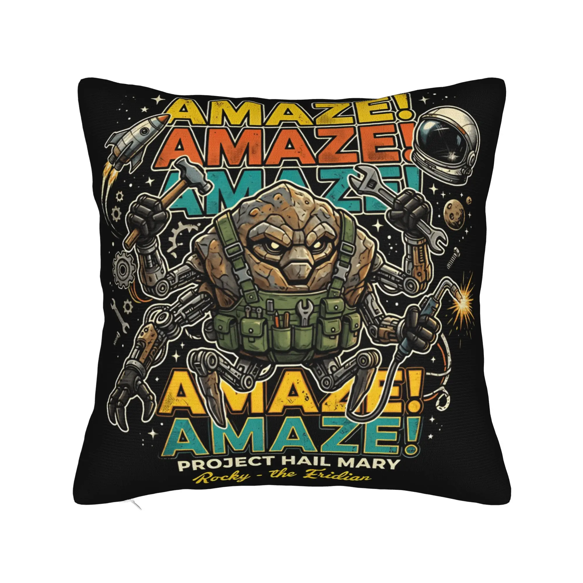Custom Kawaii Pillow Cover for Living Room Chair - Project Hail Mary Design Featuring Rocky Ball
