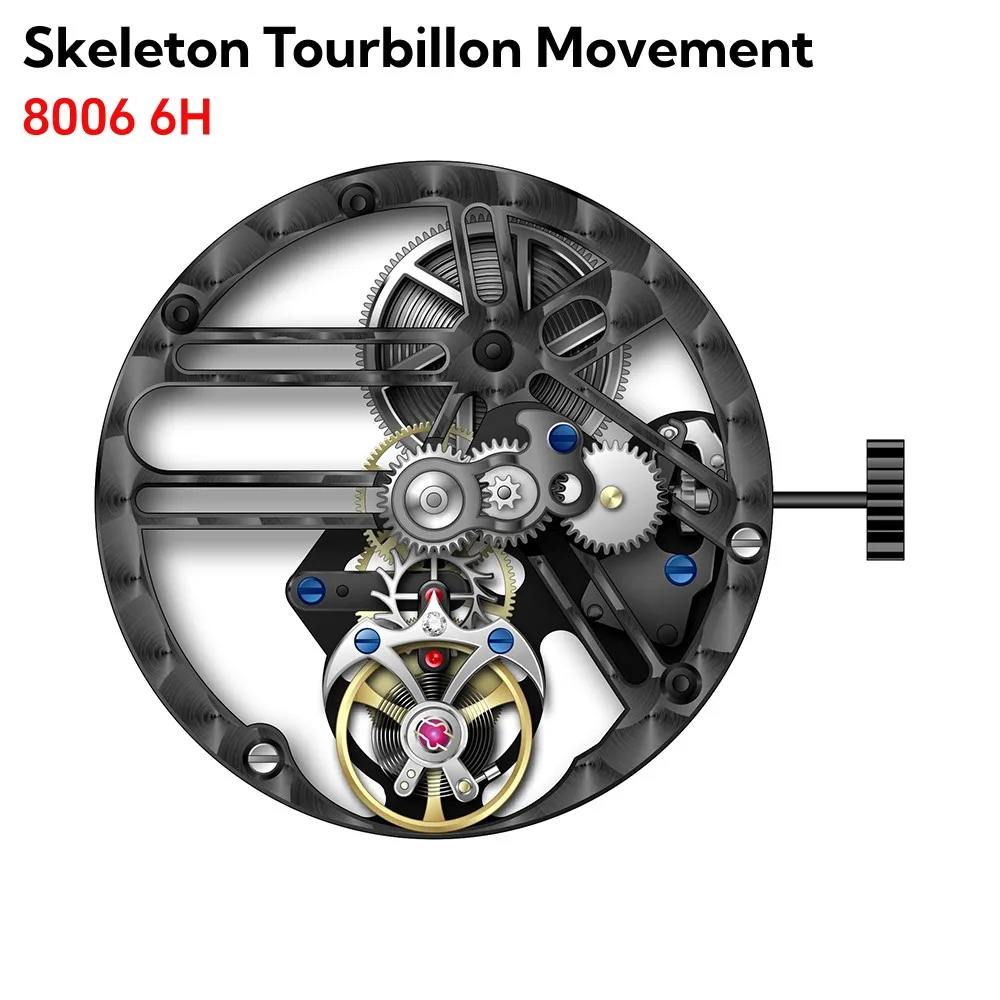 Real Skeleton Tourbillon Movement Pure Copper o'clock Balance