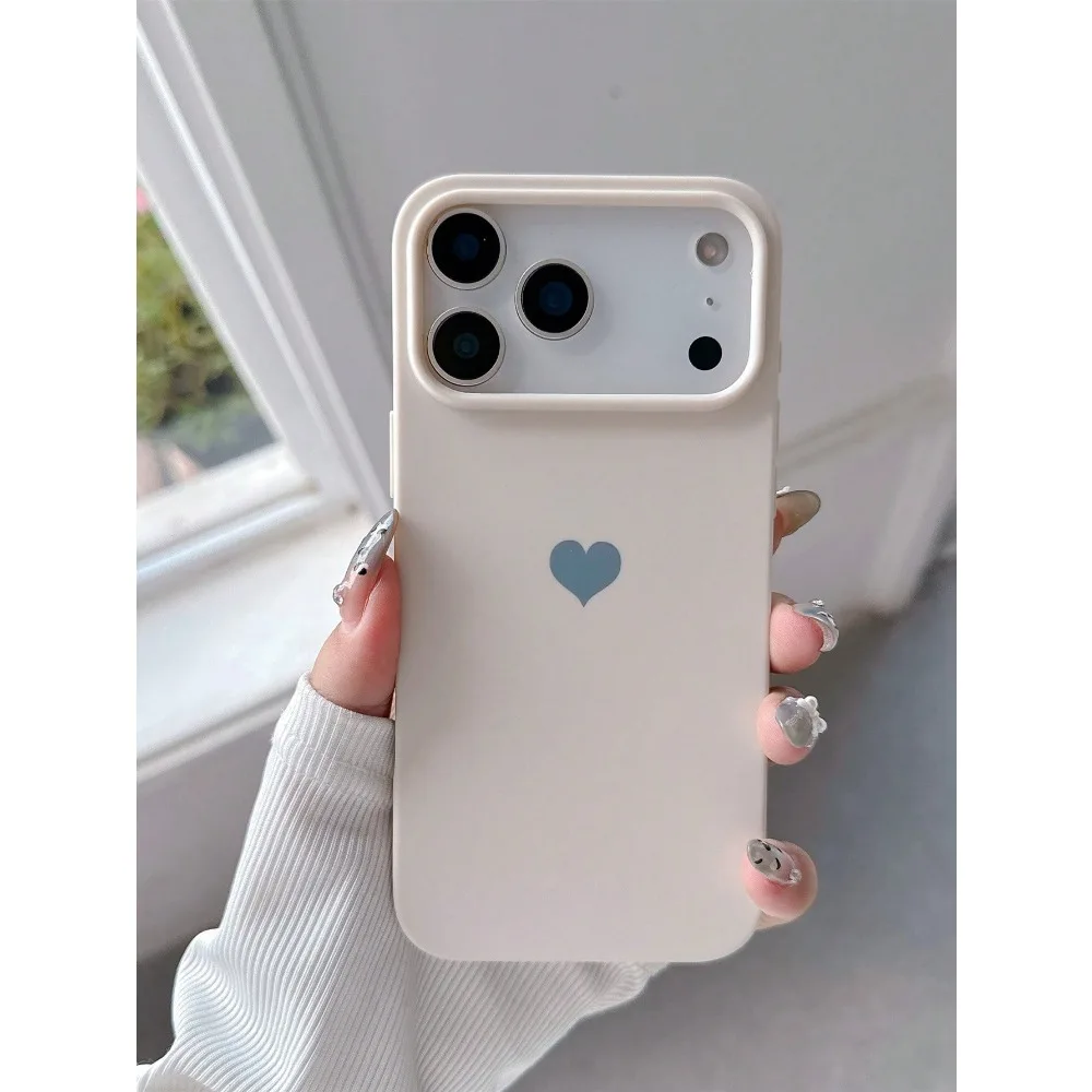 Pink Heart Silicone Heart Pattern Solid Color Lens Protection iPhone 17 Pro Max 17 Pro 17 Air 1