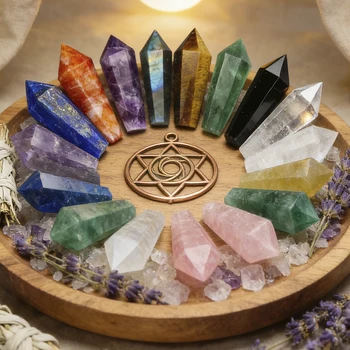 Amethyst & Clear Quartz Tower Set 1