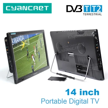 LEADSTAR D14C 14" TV portatile senza batteria DVB-T2 TDT Mini televisore digitale e analogico per piccole auto Supporto HD-IN H.265 AC3 1