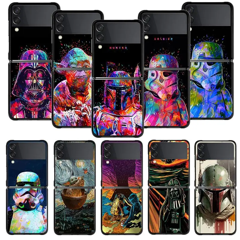 Custodia Per Telefono Per Samsung Galaxy Z Flip 4 Z Flip3 5G Shell Per Galaxy Z Flip Hard Cover Disney Star Wars The Mandalorian Color Art