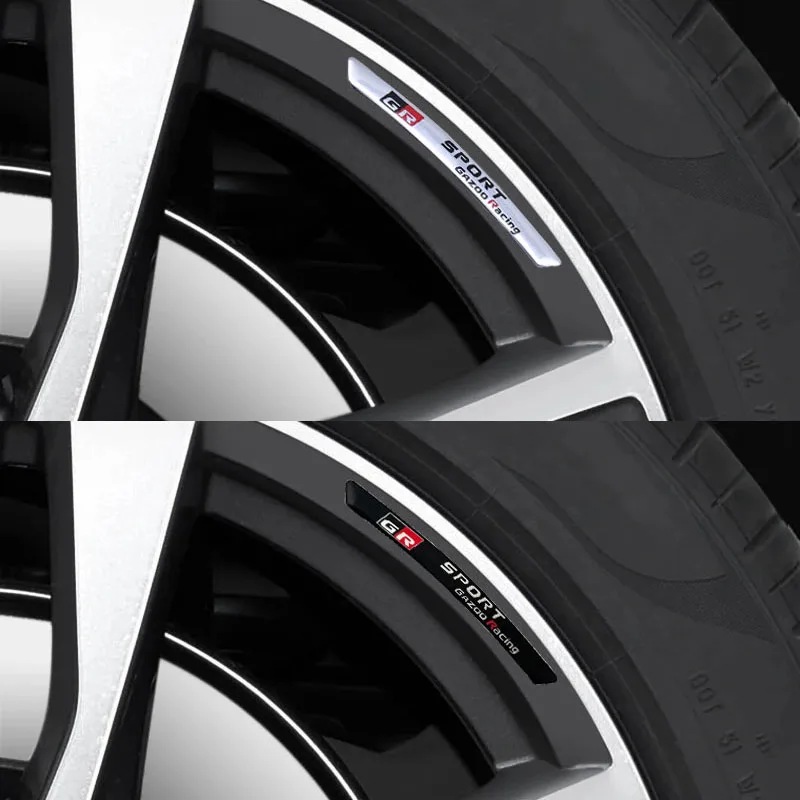 알루미늄 GR 스포츠 로고 자동차 휠 림 스티커 엠블럼 배지, Gazoo 레이싱 YARiS Corolla RAV4 C-HR Camry Supra Prado Hilux, 4x