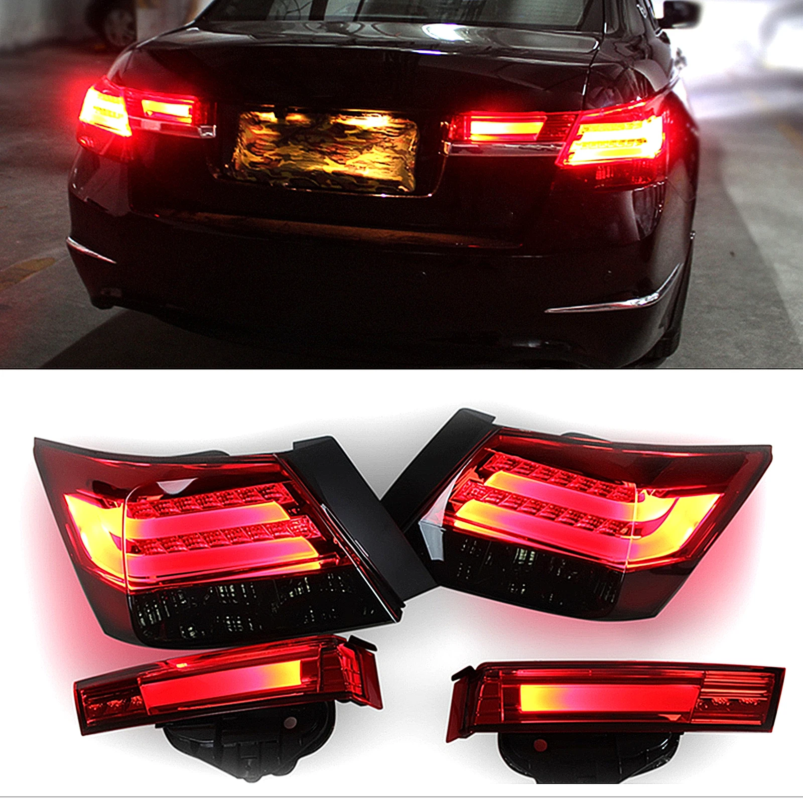 

For Honda Accord 8th 2008 2009 2010 2011 2012 Rear Tail Light LED Light & Bracket Red Tail Lamp Assembly