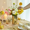 6PCs Gold Cylinder Vases Decorative Hurricane Candle Holder Wedding Table Centerpiece 6inch Vase Nordic Home Decor Gift 2