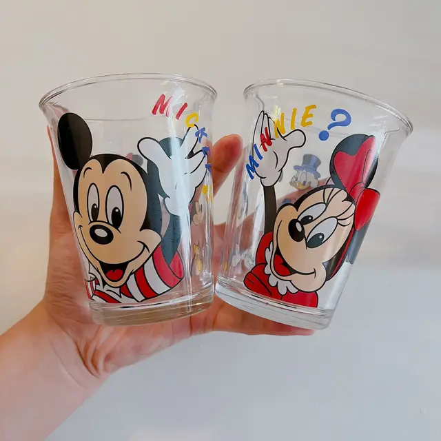 Disney Cartoon Mickey Minnie Mouse Glass Cup Cute Donald Duck