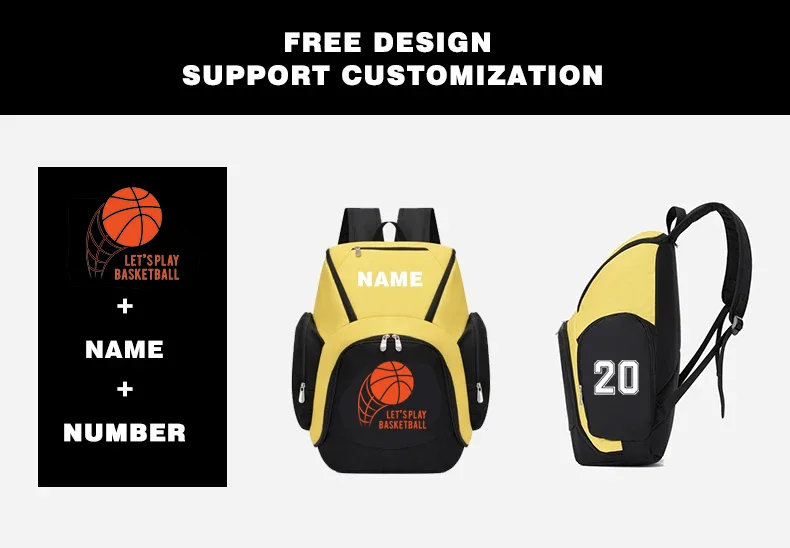 Basketball Backpack Printing Photos Sports Training Football Bag Men's Bag Custom Logo Printing Name Pattern