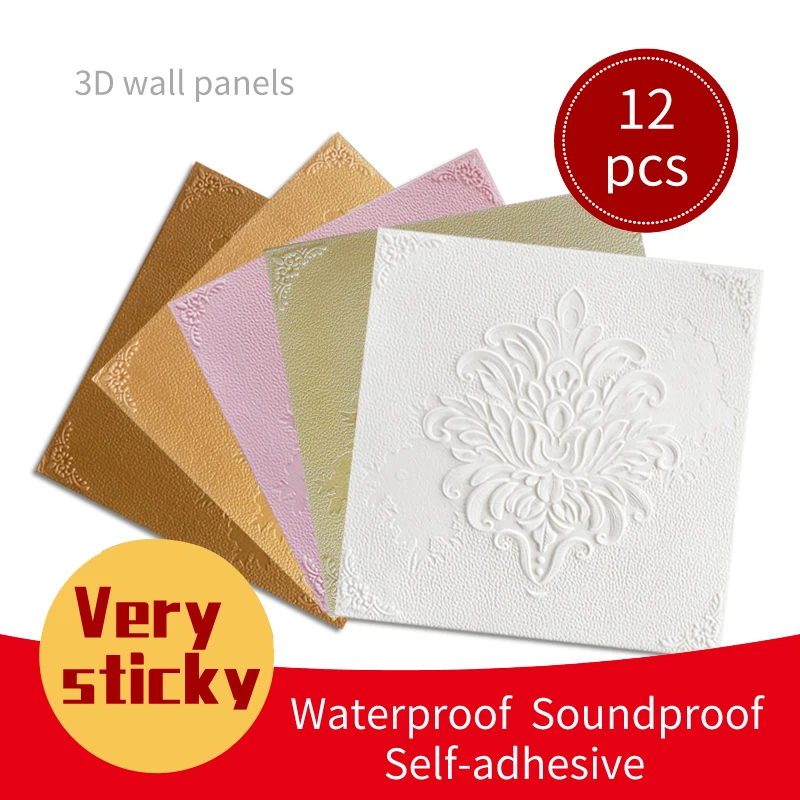 

New Design 12pcs 3D Wall Panels Home Decoration 3D Wall Sticker Living Room Apartment 3D Self-Adhesive Wallpaper