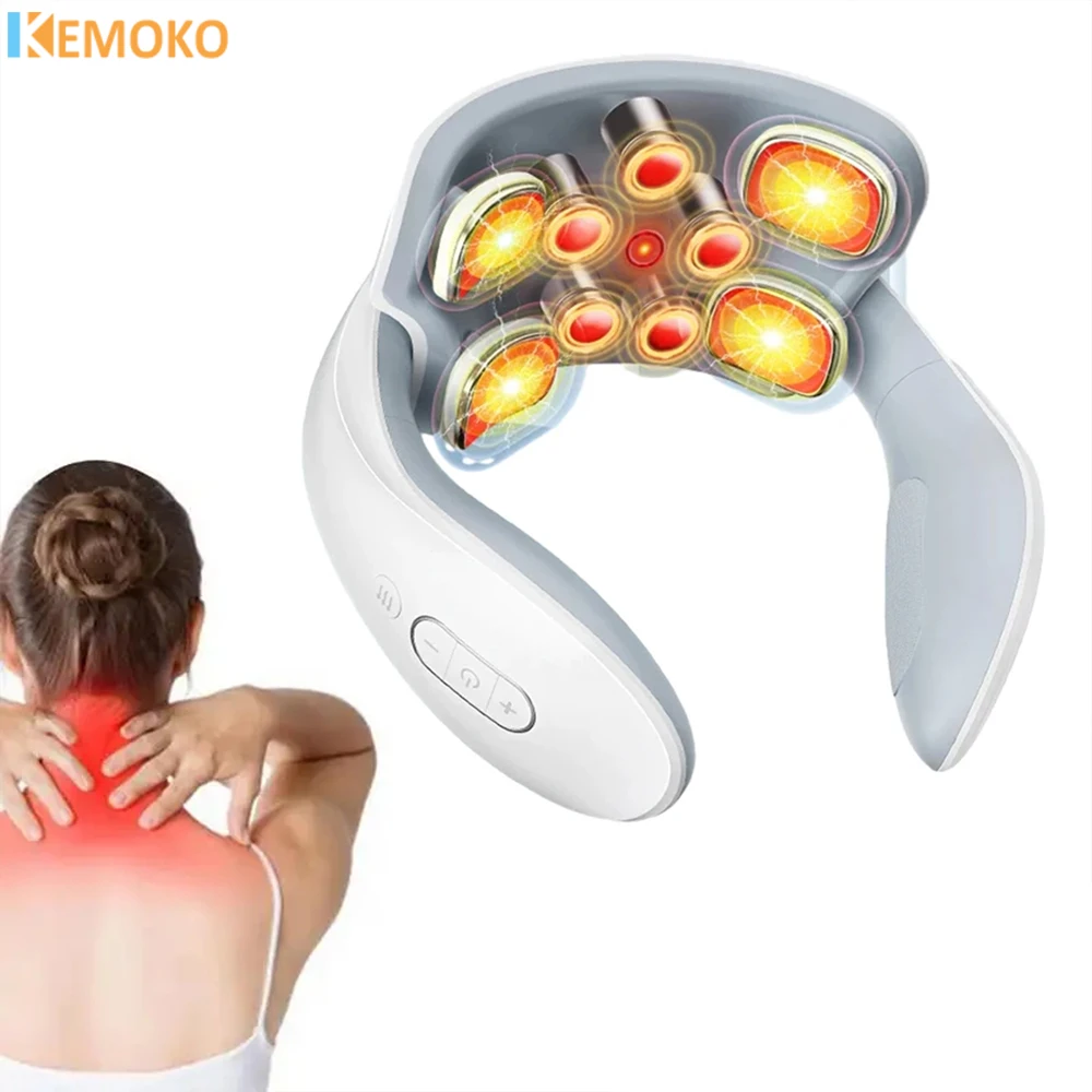 

Electric Neck Massager EMS Pain Relief Pulse Cervical Acupressure Massage Shoulder Relaxation Hot Compress Health Care Device