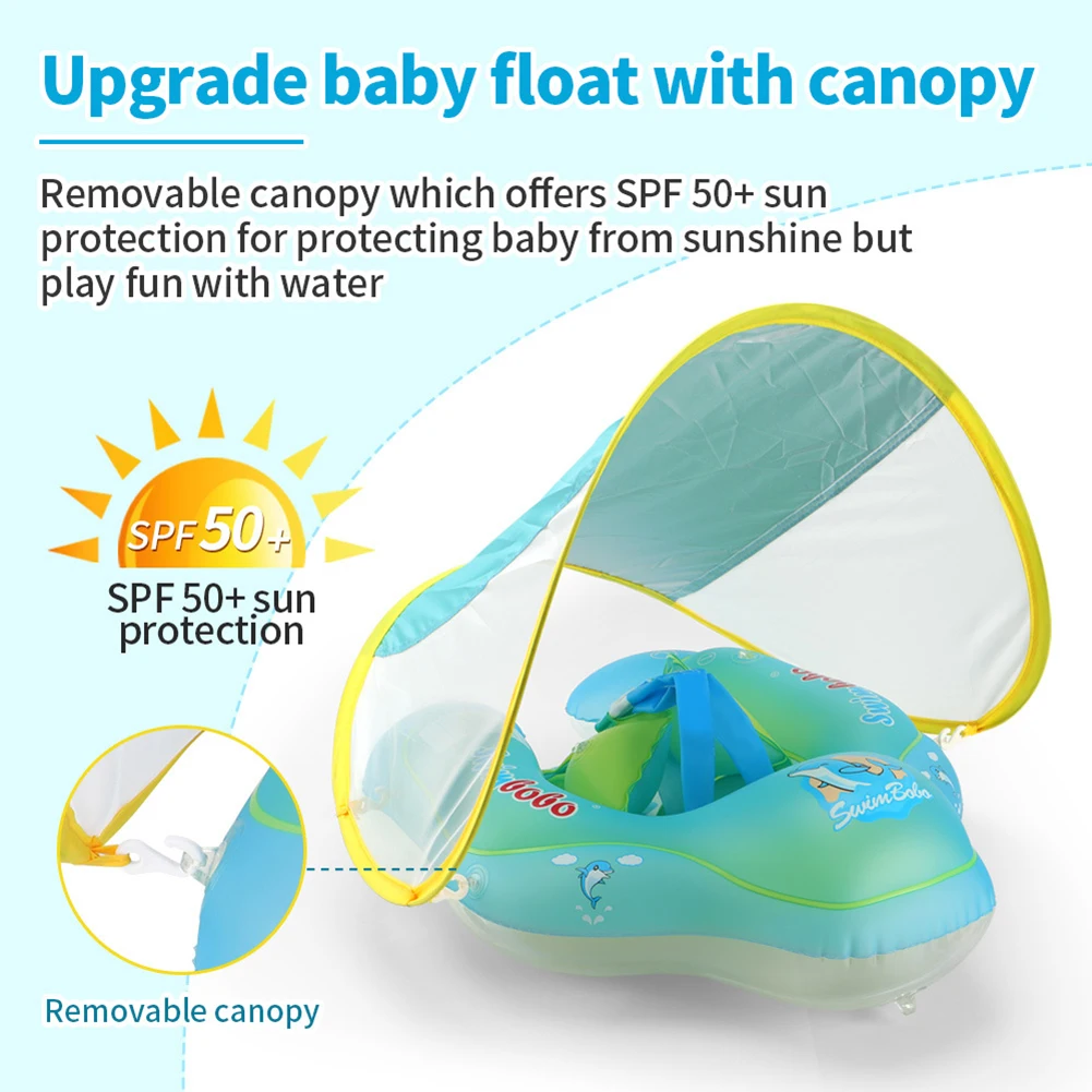 Baby Swimming Rings Sun Protection Sunshade Inflatable Pool Kid Water Party Toys Safety Children for Baby Care