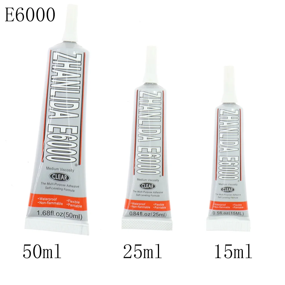 Liquid glue E6000 Glue 15ml 25ml 50ml Crystal Rhinestones Craft Needles Transparent Flexible Adhesive Strong Hotfix Jewelry DIY Tool