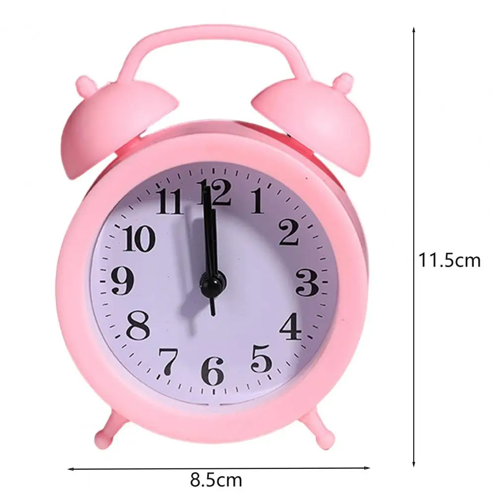 Double Bell Clock Accurate Timekeeping Battery Operated Analog Mini Round Bedside Desk Alarm Clock Cute Kids Gift 6