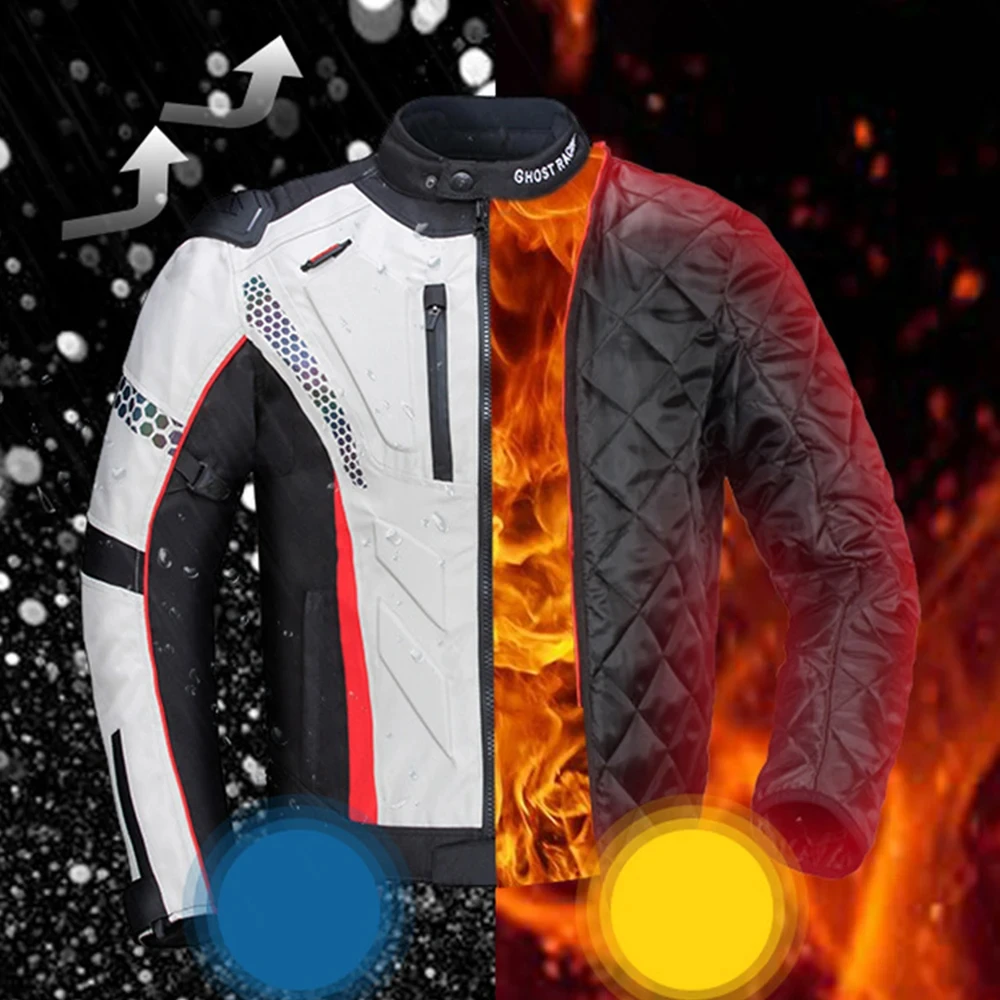 GHOST RACING Winter Motorcycle Jacket Waterproof Chaqueta Moto Windproof Jaqueta Motociclista Men Motorbike Riding Moto Jacket