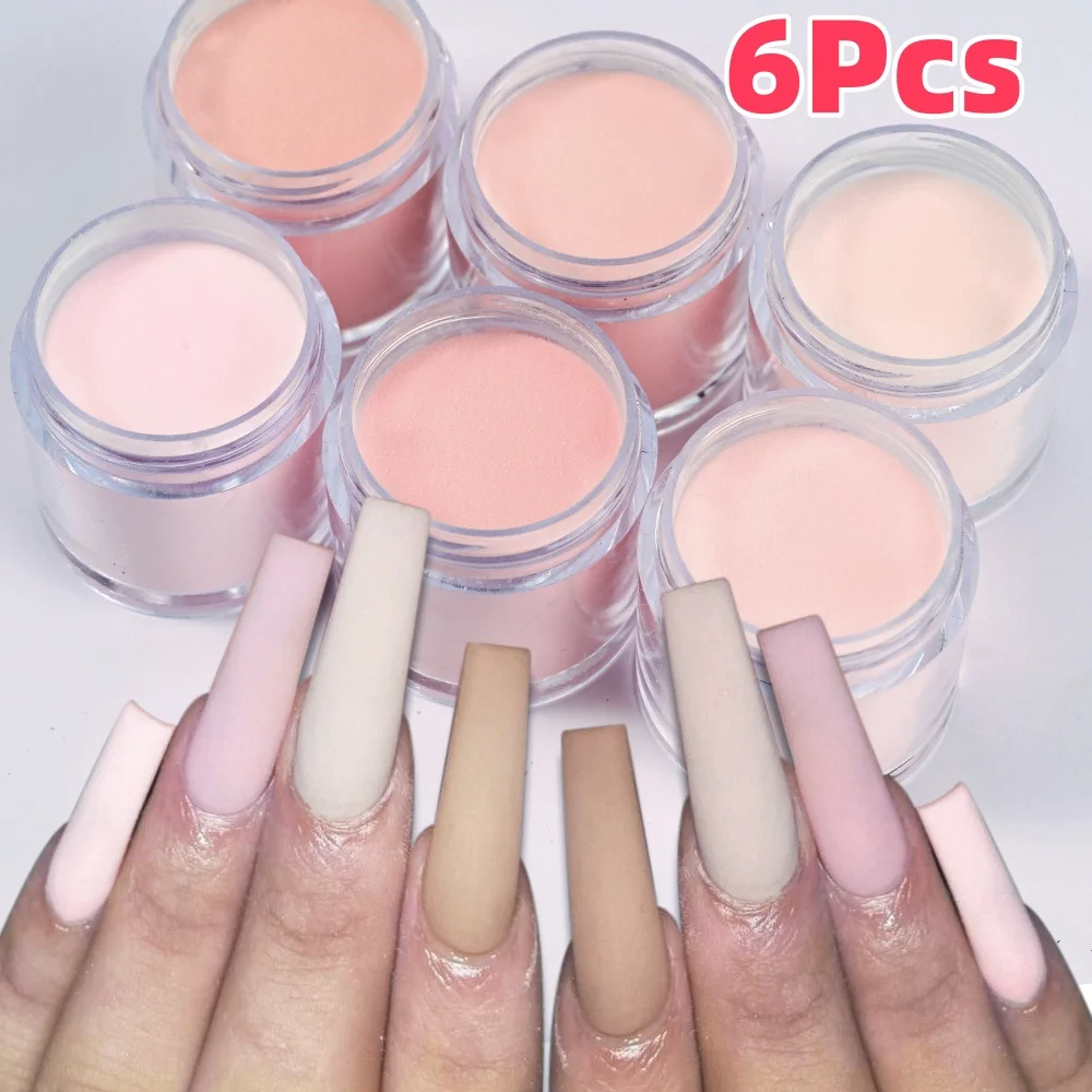 Nail Art Acrylic Powder For French Nails Extension 3D Tips Carving Dipping Fast-Dry Polymer Dust 7g*6Jars 6Colors