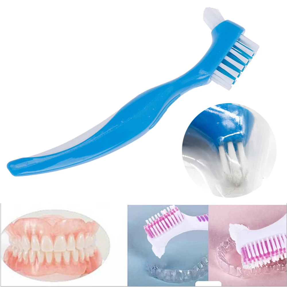 

1 PC Denture Cleaning Brush Bristles & Ergonomic Rubber Handle Multi-Layered Bristles False Teeth Brush Hygiene Oral Care Tool