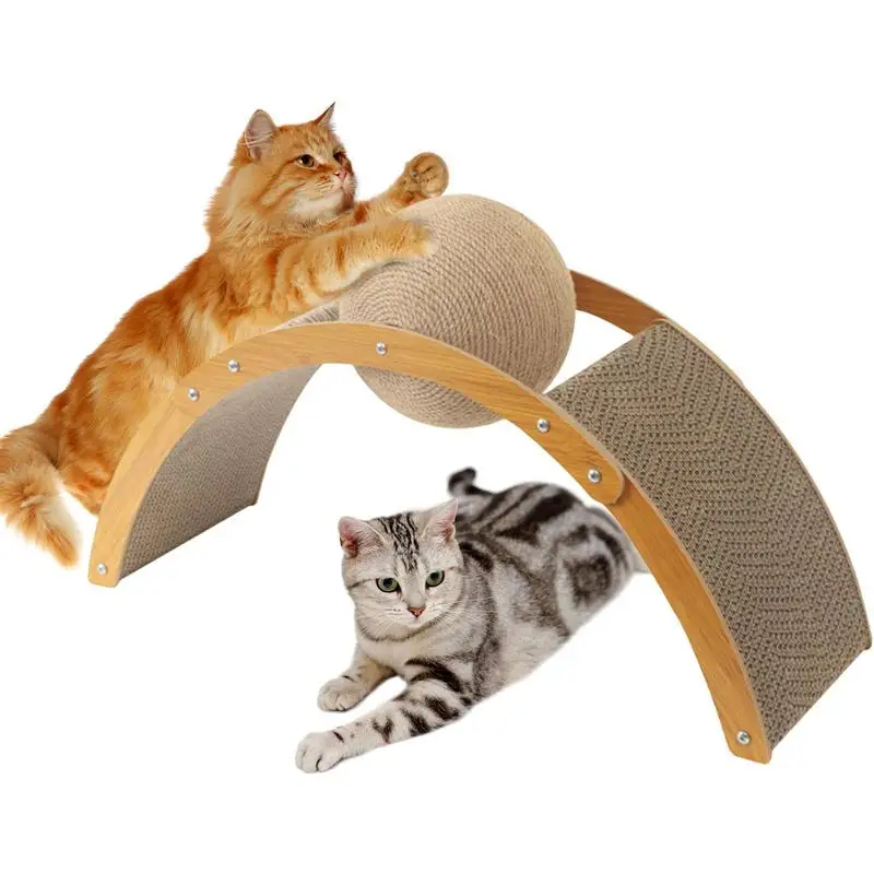 

Scratch Pad For Cats Kittens Arched Bridge Scratching Ball Interactive Scratching Ball For Grinding Claws Corrugated Paper
