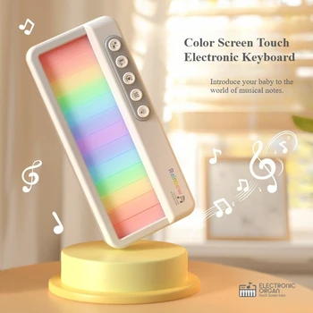 Clavier électrique lumineux arc-en-ciel pour enfants, avec 5 Instruments, écran tactile pour enfants de 3 à 6 ans