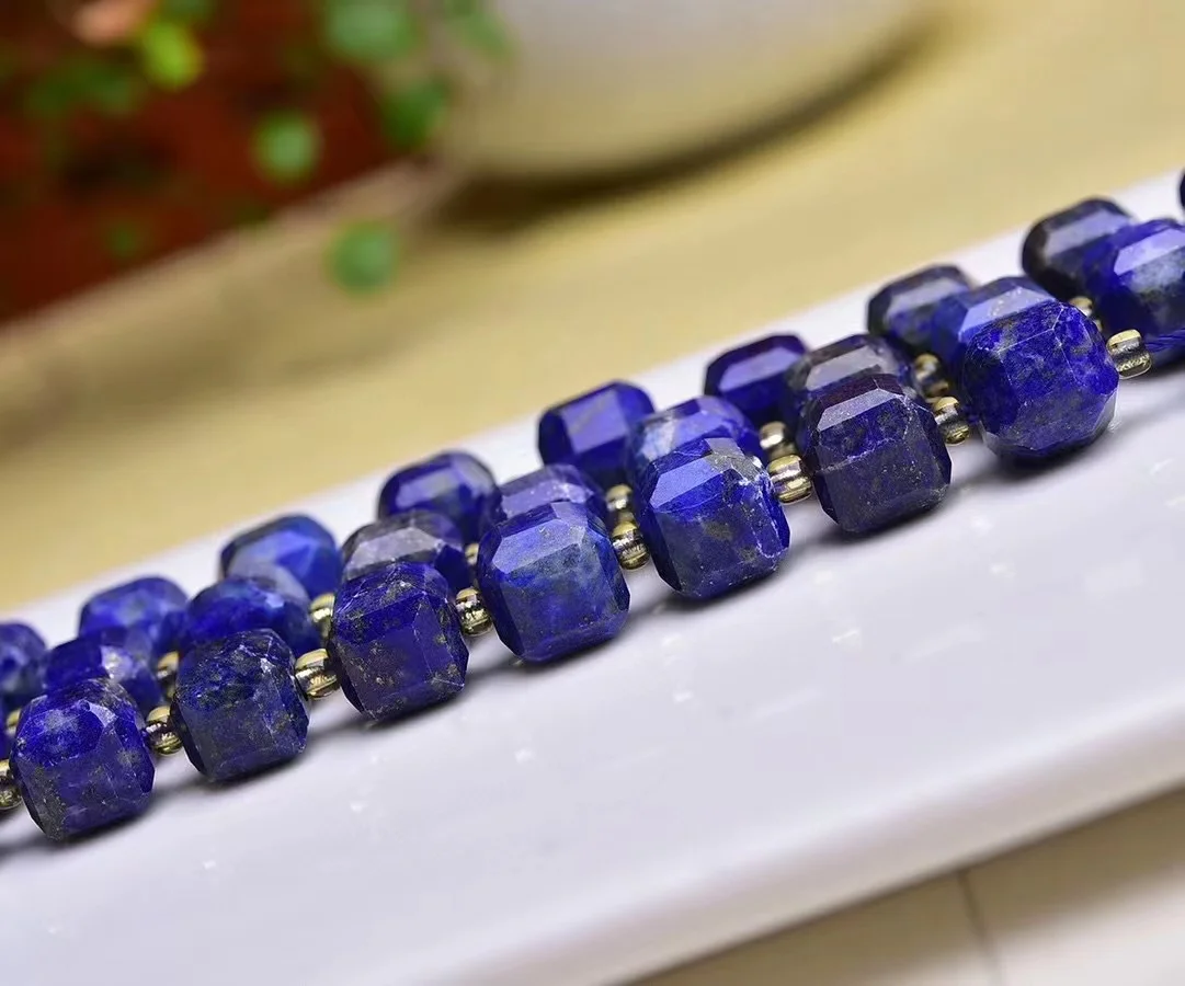 New goods, 8mm high quality lapis lazuli square faceted shape, semi-finished beads