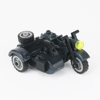 WW2 Germany Military Motorcycle Accessories Building Blocks Army Soldiers Rifle Vehicle Model Weapons Bricks Toys for Children 2