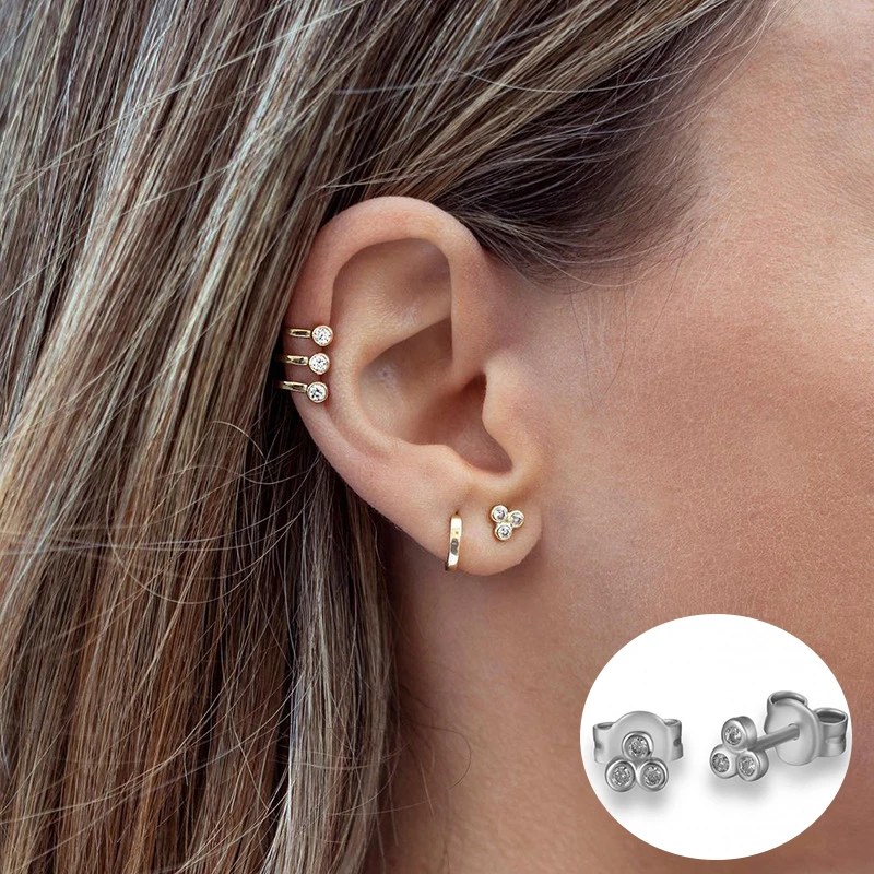 

100% 925 Sterling Silver Zircon Geometric Earrings for Women Girl Simple Triangle Design Jewelry Birthday Gift Dropshipping