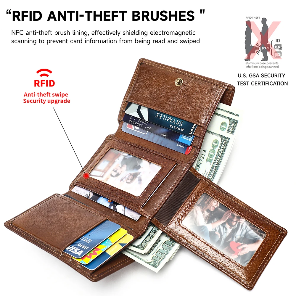 WESTAL Portafoglio in pelle di vacchetta Borsa per carte antifurto in pelle retrò premium da uomo Portafoglio multi-carta in pelle da uomo - immagine 5