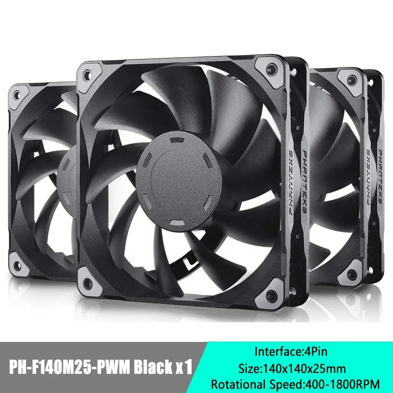 M25-F140/F120 Case Fan 140/120mm 4-pin PWM High airflow Silent CPU Fan 400-2000RPM Cascadable FDB Bearing PC Chassis