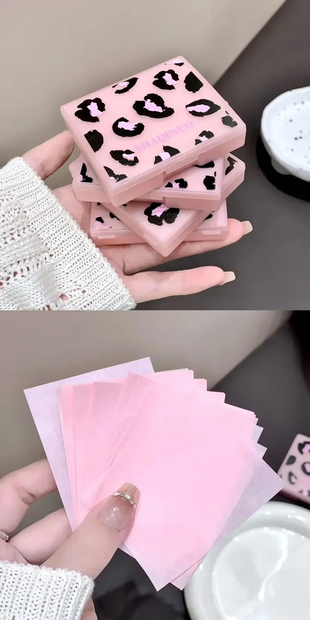 Facial Oil Blotting Paper Sheets With Mirror And Storage Box_voghion.com