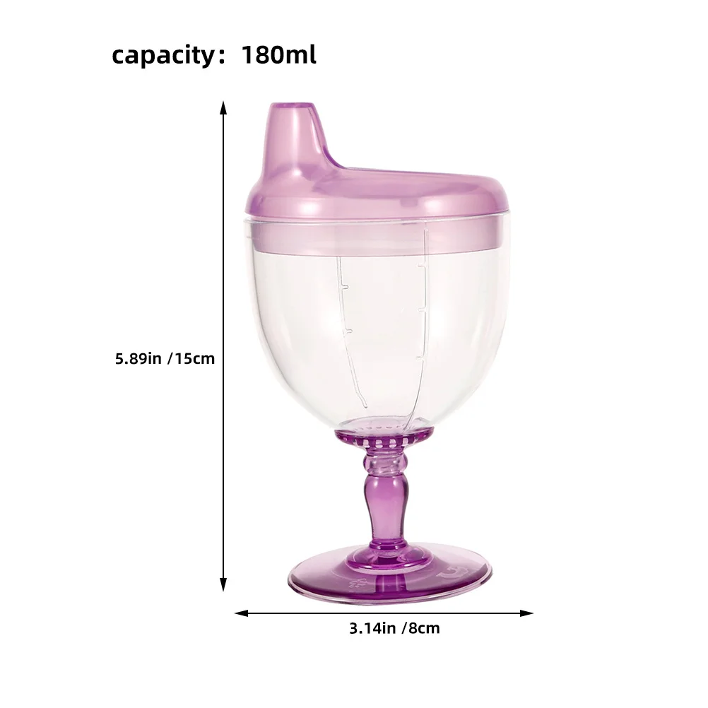 2Pcs 180Ml 투명 플라스틱 용 컵 생생한 색상 어린이 친화적인 크기 주스 마시는 컵용 흘림 방지 디자인