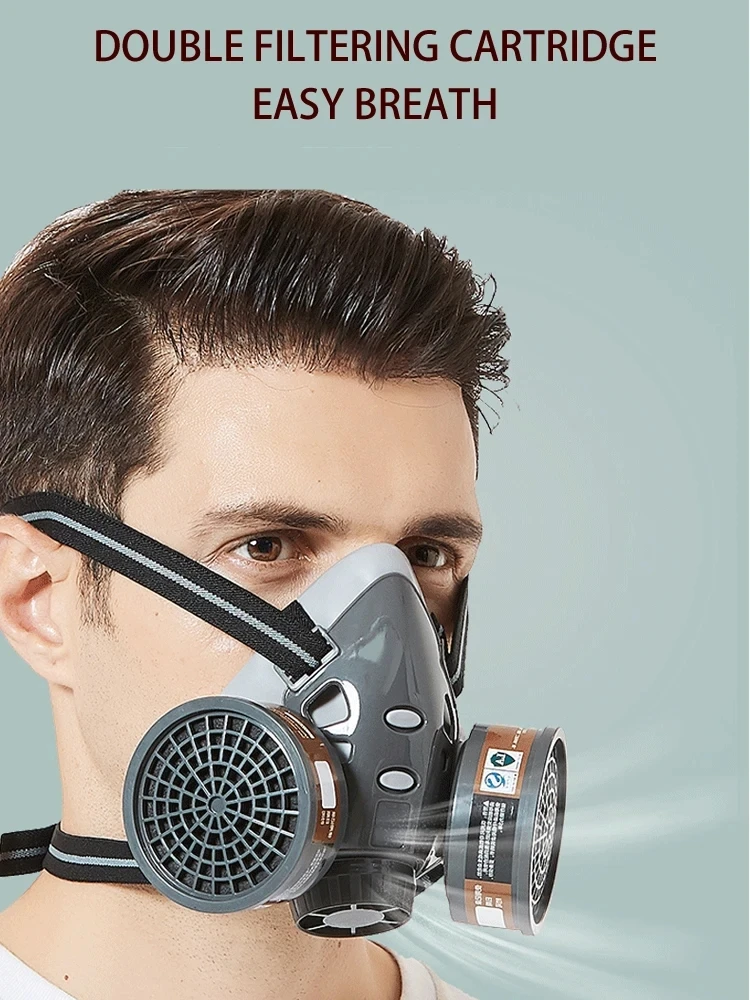 Masque à gaz demi-visage avec filtres - Protection peinture poussière