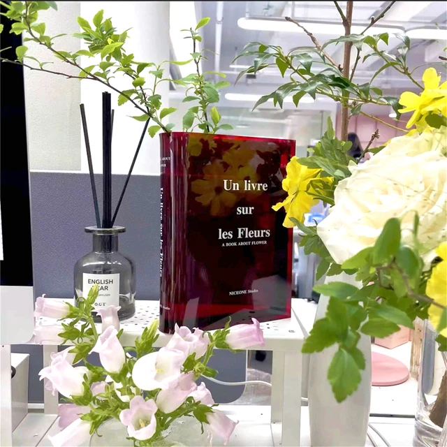 Creatitive Book Letter Acrylic Vase Artistic Transparent Flowers Vase Hydroponic Decorative Vase Desktop Bookshelf Ornament