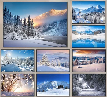 Winter Pine Forest Mountain Snow Sky Canvas 1