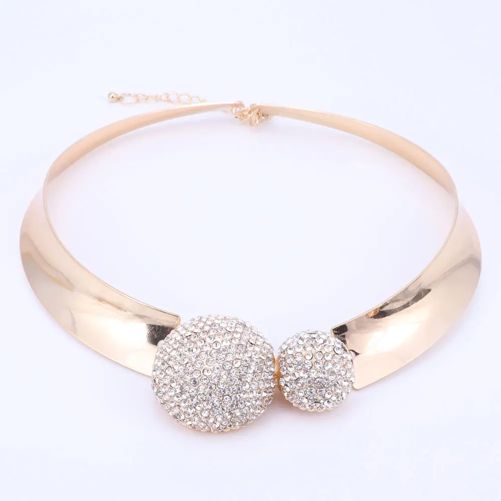 Jewelry Sets For Women Gold Color Wedding Party Bridal Accessories Necklace Earrings Set Fashion Crystal Pendant Costume
