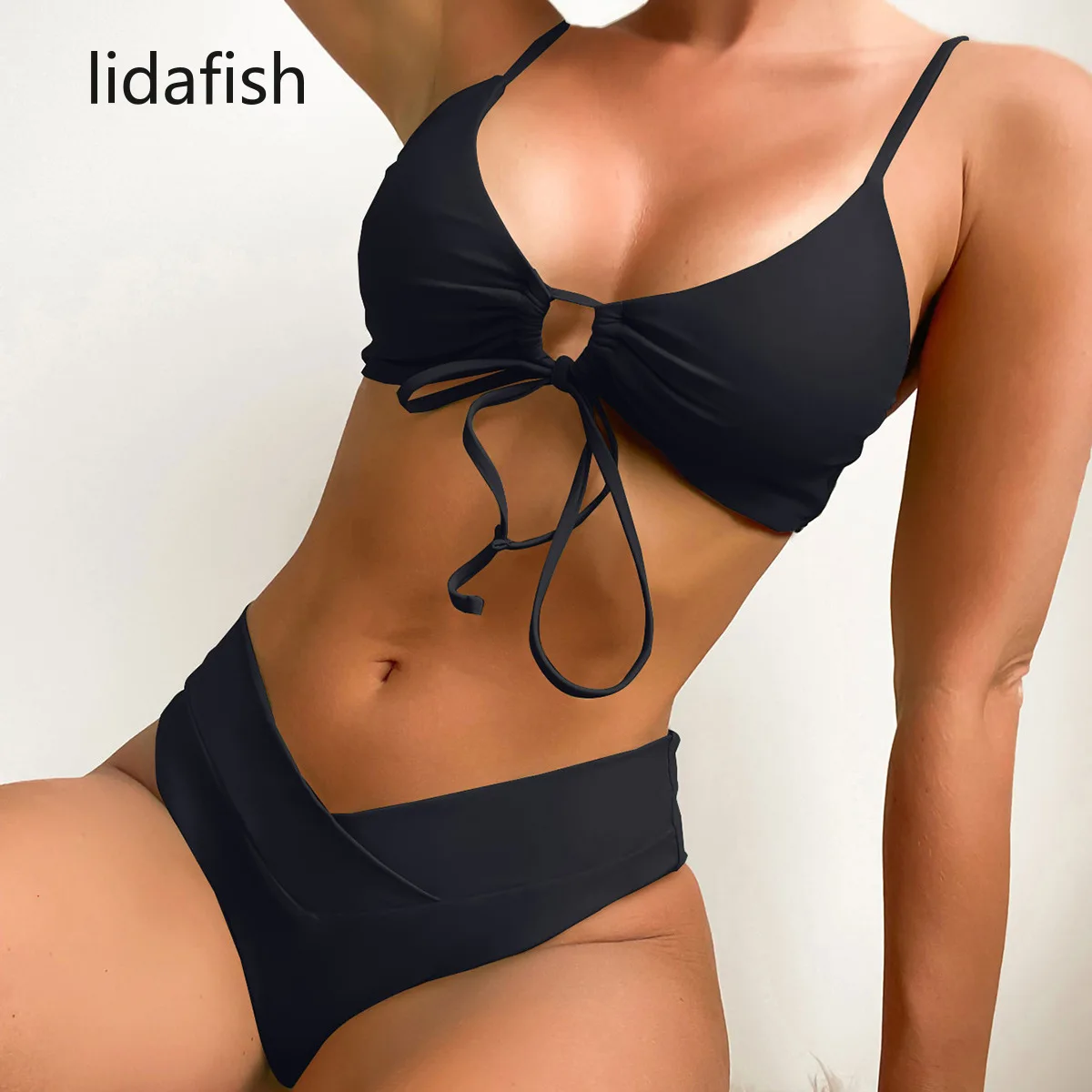 lidafish New S- XL Sexy Bikini 2 Pieces Sets Swimsuit Women Triangle Beach  Swimwear Solid V Waist Bathing Suit - AliExpress