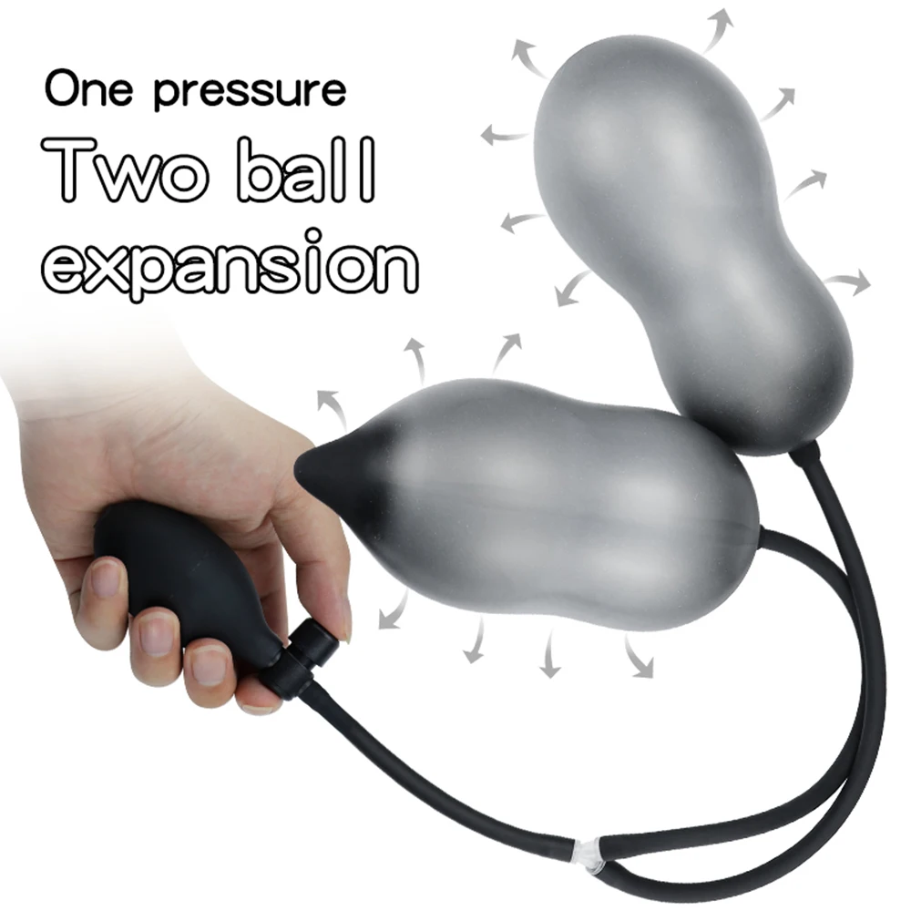 Double Head Inflatable Dildo Pump Penis Anal Butt Plug G-spot Stimulator Sex  Toy
