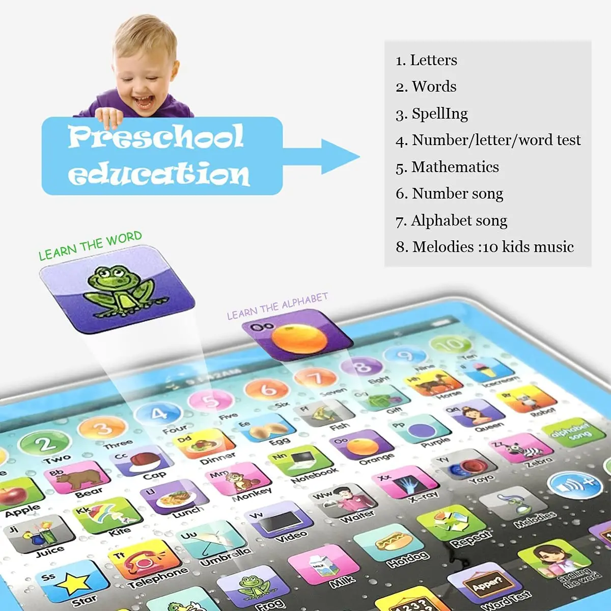 Tablette d'apprentissage pour enfants de 3 à 6 ans, jouet éducatif précoce,  ordinateur avec écran LED, 8 Modes d'apprentissage, cadeau - AliExpress