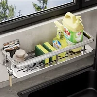 1pc Kitchen Aluminium Sink Drain Rack Shelf Basket Organizer Kitchen Accessories SpongeStorage Faucet Holder Soap Drainer 2
