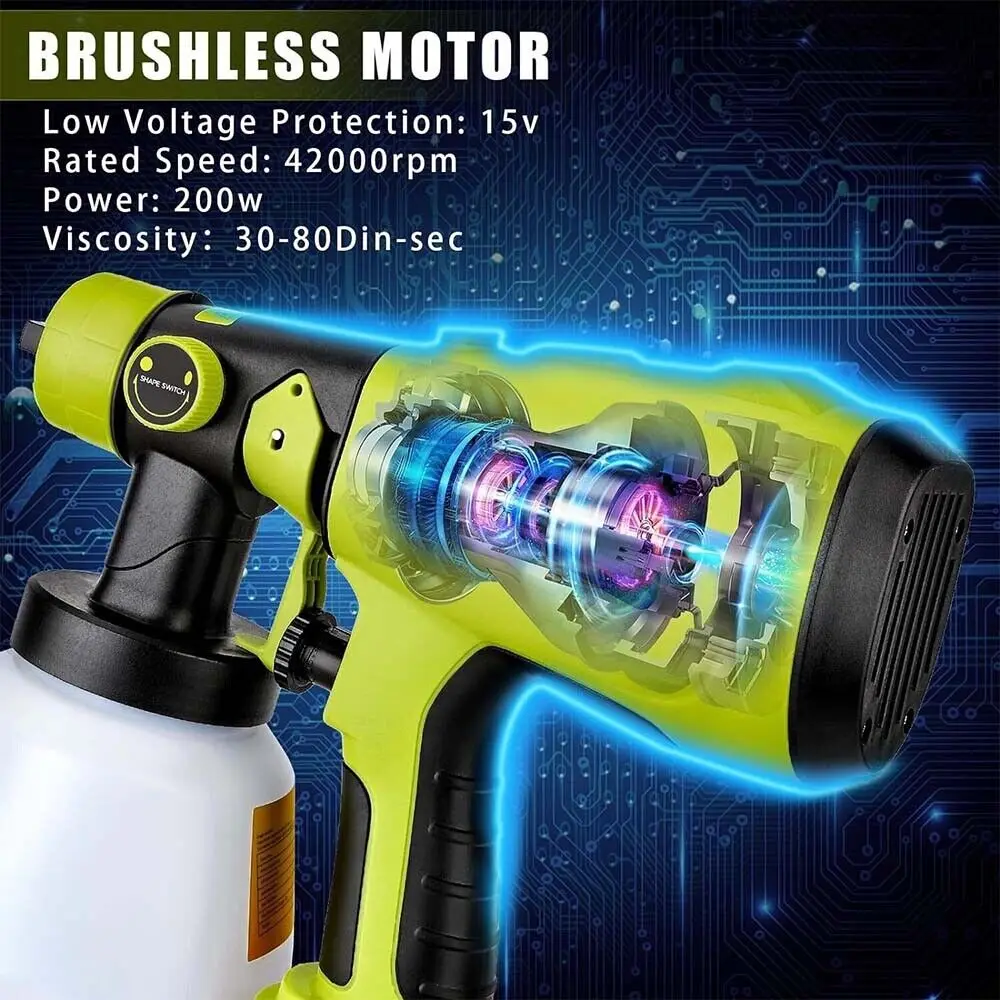 1000ml Cordless Electric Spray Gun Paint Sprayer Auto Furniture Steel Coating Ai