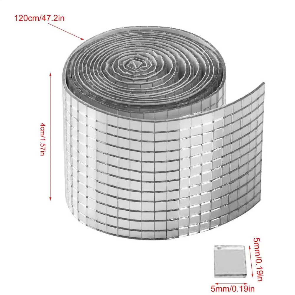 Self-Adhesive Silver Mirror Glass Mosaic Tiles – 4-Pack (120cm Each) | DIY Home Decor Solution