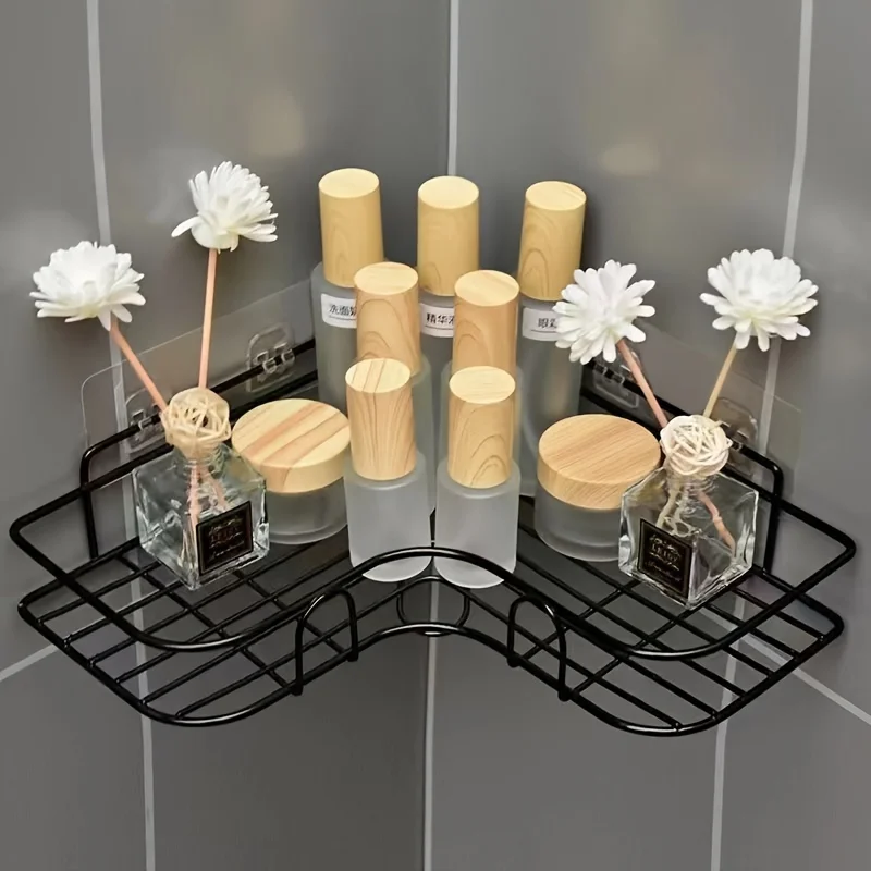 Non-perforated stainless steel corner shower rack Hanging shelves Rust-proof bathroom wall mounted storage shelves