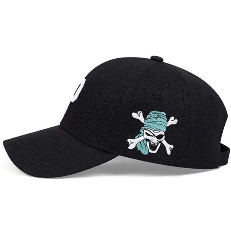 P-Buchstaben-Piraten-Stickerei-Baseballkappe für Herren und Damen – Frühling/Sommer Sonnenhüte aus Baumwolle, Snapback-Mütze, Unisex Hip-Hop Trucker Caps – Detail 5