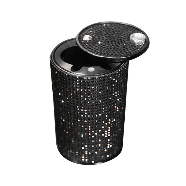 Ashtray Metal Ash Tray for Car Bling Diamond Cigarette Holder with Lid Car Supplies Gifts for Women Car Home Office Decor