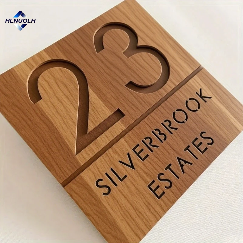 Personalized Wooden House Number Signs Custom Retro Address Plaques Outdoor Cut Wood House Number Outdoor Family Name Door Sign