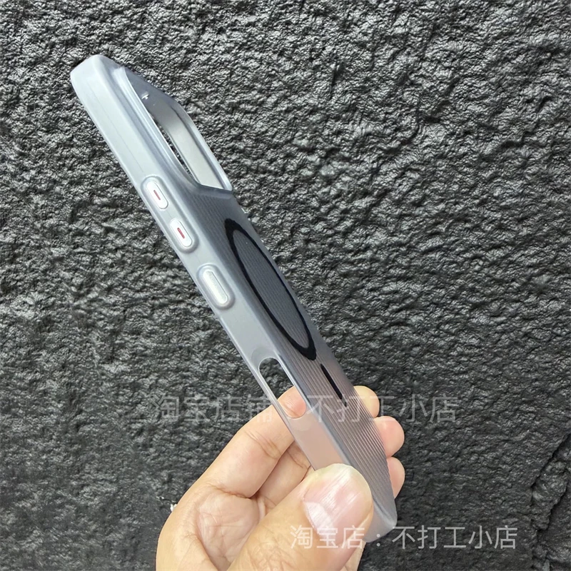MagSafe Magnetic Matte Hard Case with Luggage Stripe Design - Transparent Shockproof Cover Bumper