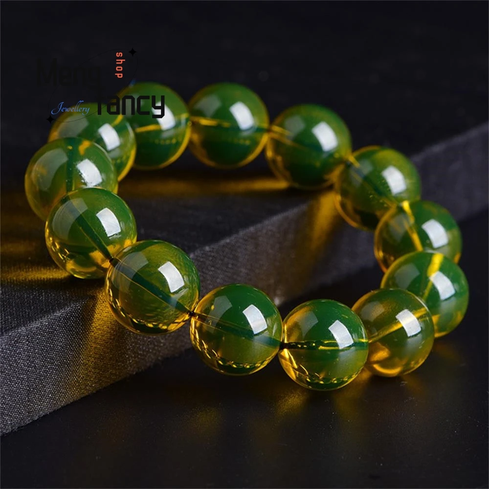 Natural Mexican Clean Water Blue Amber Buddha Beads Bracelet Clear Mind Nature High-grade Exquisite Fashion Jewelry Holiday Gift