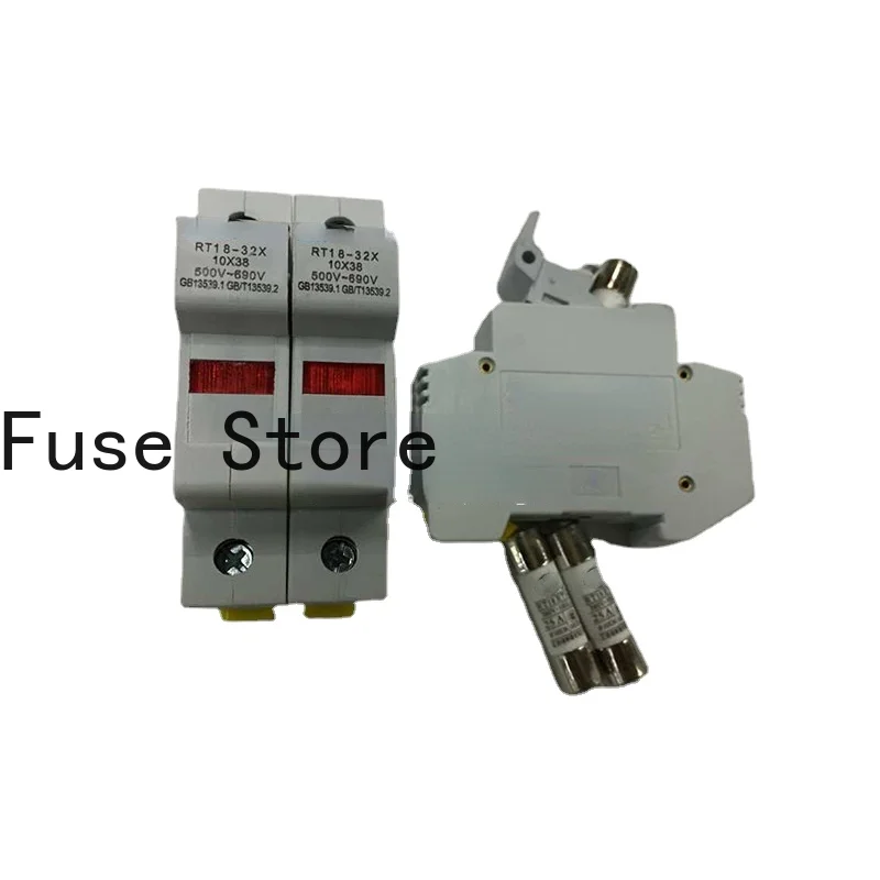 2PCS RT18-32X 10X38 500V-690V Fuse Tube Holder Cylindrical Cap  Card Guide Rail Base cylindrical fuse t6 3a 6 3a 250v 382 50pcs cylindrical plastic fuse lcd tv power board commonly used free shipping