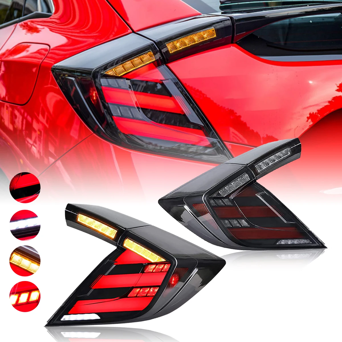 Car Led Lights Tail Lamps Assembly For Honda Civic Hatchback 10th Gen