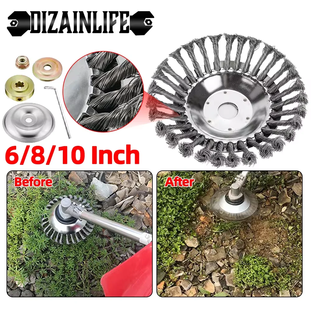 10 Inch Steel Wire Wheel Brush Universal Garden Grass Trimmer Head Removal Rust Weed Brush Cutter Head Lawn Mower Cutter