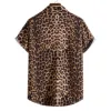 Leopard Hawaiian Sexy Floral Male Camisa Slim Fit Short Sleeve Party Beach Casual Men's Shirts For Man Clothing Social Retro 2